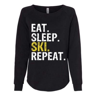 Eat Sleep Ski Repeat Gift Skiing Funny Gift Womens California Wash Sweatshirt