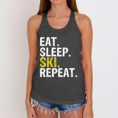 Eat Sleep Ski Repeat Gift Skiing Funny Gift Women's Knotted Racerback Tank