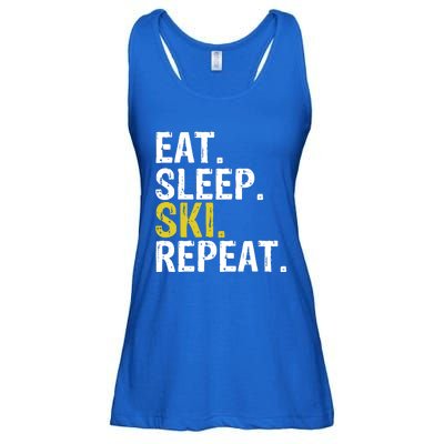 Eat Sleep Ski Repeat Gift Skiing Funny Gift Ladies Essential Flowy Tank