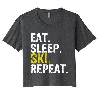 Eat Sleep Ski Repeat Gift Skiing Funny Gift Women's Crop Top Tee