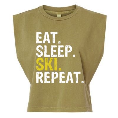 Eat Sleep Ski Repeat Gift Skiing Funny Gift Garment-Dyed Women's Muscle Tee