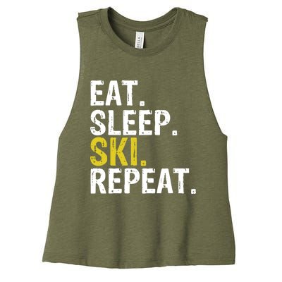 Eat Sleep Ski Repeat Gift Skiing Funny Gift Women's Racerback Cropped Tank