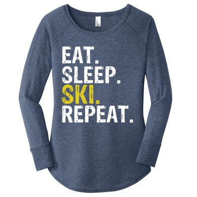 Eat Sleep Ski Repeat Gift Skiing Funny Gift Women's Perfect Tri Tunic Long Sleeve Shirt