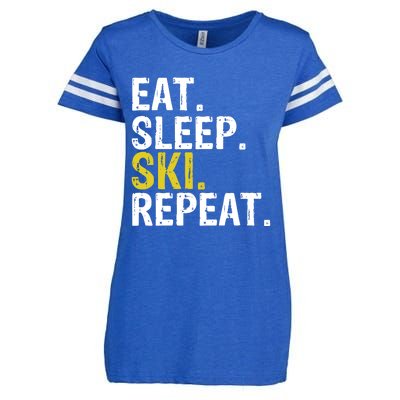 Eat Sleep Ski Repeat Gift Skiing Funny Gift Enza Ladies Jersey Football T-Shirt