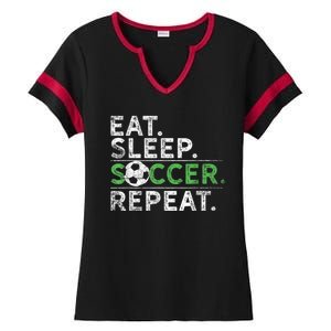 Eat Sleep Soccer Repeat Shirts Soccer Player Coach Boy Ladies Halftime Notch Neck Tee