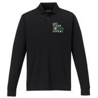 Eat Sleep Soccer Repeat Shirts Soccer Player Coach Boy Performance Long Sleeve Polo