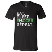 Eat Sleep Soccer Repeat Shirts Soccer Player Coach Boy V-Neck T-Shirt