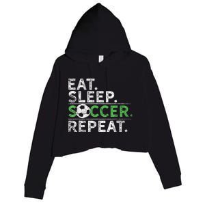 Eat Sleep Soccer Repeat Shirts Soccer Player Coach Boy Crop Fleece Hoodie