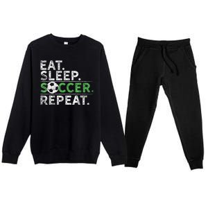 Eat Sleep Soccer Repeat Shirts Soccer Player Coach Boy Premium Crewneck Sweatsuit Set