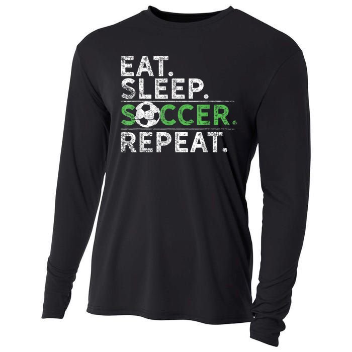 Eat Sleep Soccer Repeat Shirts Soccer Player Coach Boy Cooling Performance Long Sleeve Crew