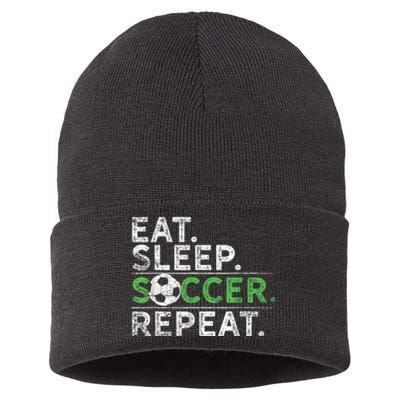 Eat Sleep Soccer Repeat Shirts Soccer Player Coach Boy Sustainable Knit Beanie