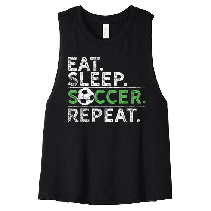 Eat Sleep Soccer Repeat Shirts Soccer Player Coach Boy Women's Racerback Cropped Tank