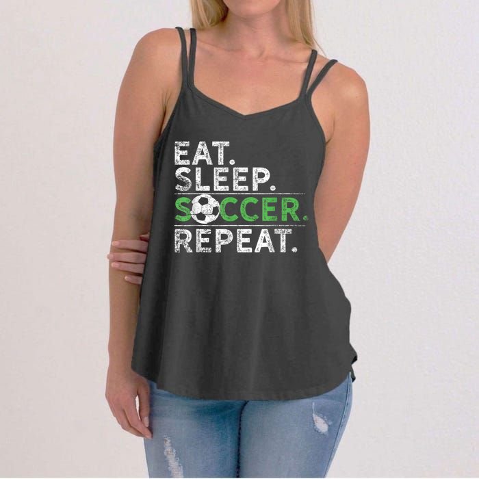 Eat Sleep Soccer Repeat Shirts Soccer Player Coach Boy Women's Strappy Tank