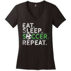 Eat Sleep Soccer Repeat Shirts Soccer Player Coach Boy Women's V-Neck T-Shirt