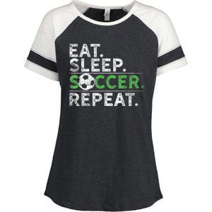 Eat Sleep Soccer Repeat Shirts Soccer Player Coach Boy Enza Ladies Jersey Colorblock Tee