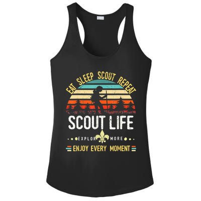 Eat Sleep Scout Repeat Vintage Scouting Scout Life Ladies PosiCharge Competitor Racerback Tank