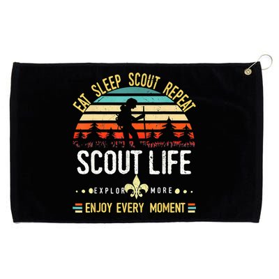Eat Sleep Scout Repeat Vintage Scouting Scout Life Grommeted Golf Towel