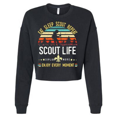 Eat Sleep Scout Repeat Vintage Scouting Scout Life Cropped Pullover Crew