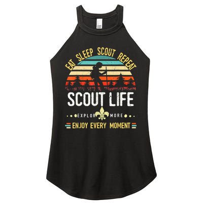 Eat Sleep Scout Repeat Vintage Scouting Scout Life Women's Perfect Tri Rocker Tank