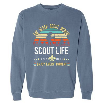 Eat Sleep Scout Repeat Vintage Scouting Scout Life Garment-Dyed Sweatshirt