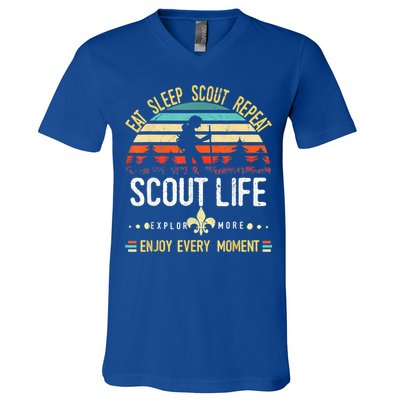 Eat Sleep Scout Repeat Vintage Scouting Scout Life V-Neck T-Shirt
