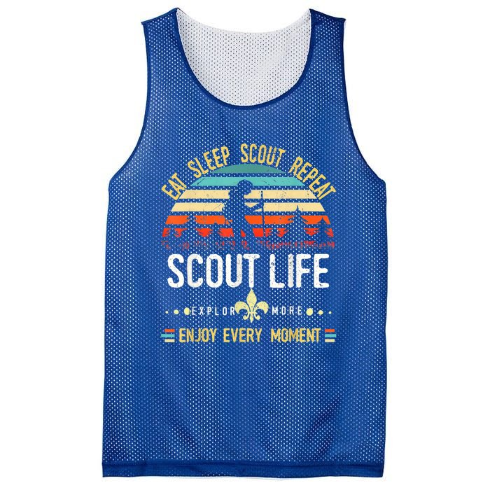 Eat Sleep Scout Repeat Vintage Scouting Scout Life Mesh Reversible Basketball Jersey Tank