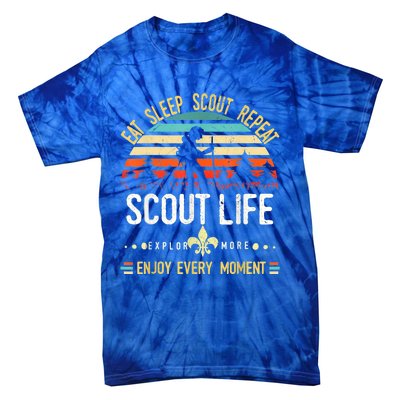 Eat Sleep Scout Repeat Vintage Scouting Scout Life Tie-Dye T-Shirt