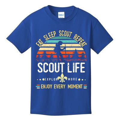Eat Sleep Scout Repeat Vintage Scouting Scout Life Kids T-Shirt