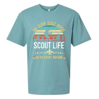 Eat Sleep Scout Repeat Vintage Scouting Scout Life Sueded Cloud Jersey T-Shirt