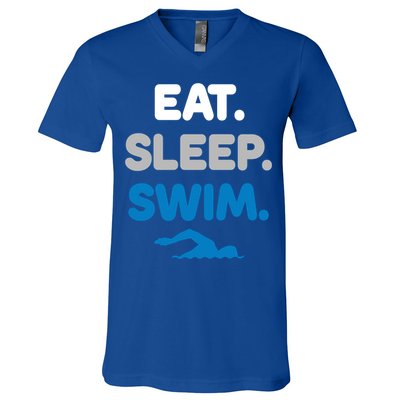 Eat Sleep Swim Swimming Sports Swimmer Athlete Gift V-Neck T-Shirt