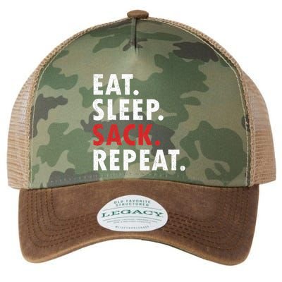 Eat Sleep Sack Repeat Football Player Defense Legacy Tie Dye Trucker Hat