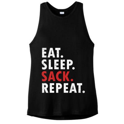 Eat Sleep Sack Repeat Football Player Defense Ladies PosiCharge Tri-Blend Wicking Tank