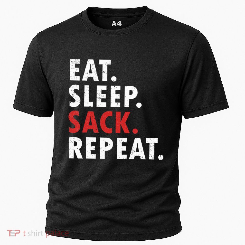 Eat Sleep Sack Repeat Football Player Defense Performance Shirt
