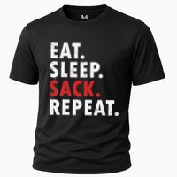 Eat Sleep Sack Repeat Football Player Defense Cooling Performance Crew T-Shirt