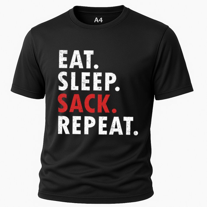 Eat Sleep Sack Repeat Football Player Defense Cooling Performance Crew T-Shirt