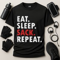 Eat Sleep Sack Repeat Football Player Defense Cooling Performance Crew T-Shirt