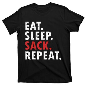 Eat Sleep Sack Repeat Football Player Defense T-Shirt