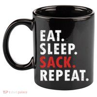 Eat Sleep Sack Repeat Football Player Defense 11oz C Handle Ceramic Mug