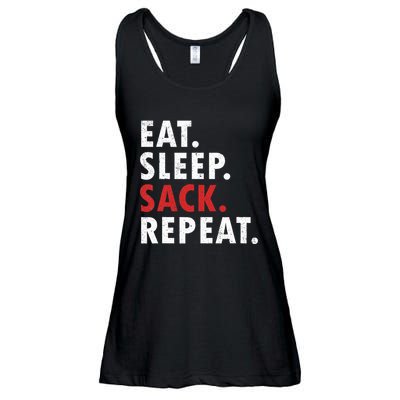 Eat Sleep Sack Repeat Football Player Defense Ladies Essential Flowy Tank