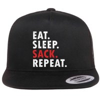 Eat Sleep Sack Repeat Football Player Defense Flat Bill Trucker Hat