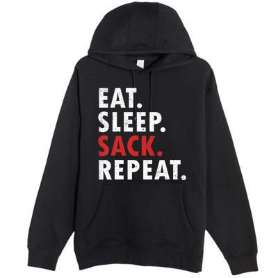 Eat Sleep Sack Repeat Football Player Defense Premium Pullover Hoodie