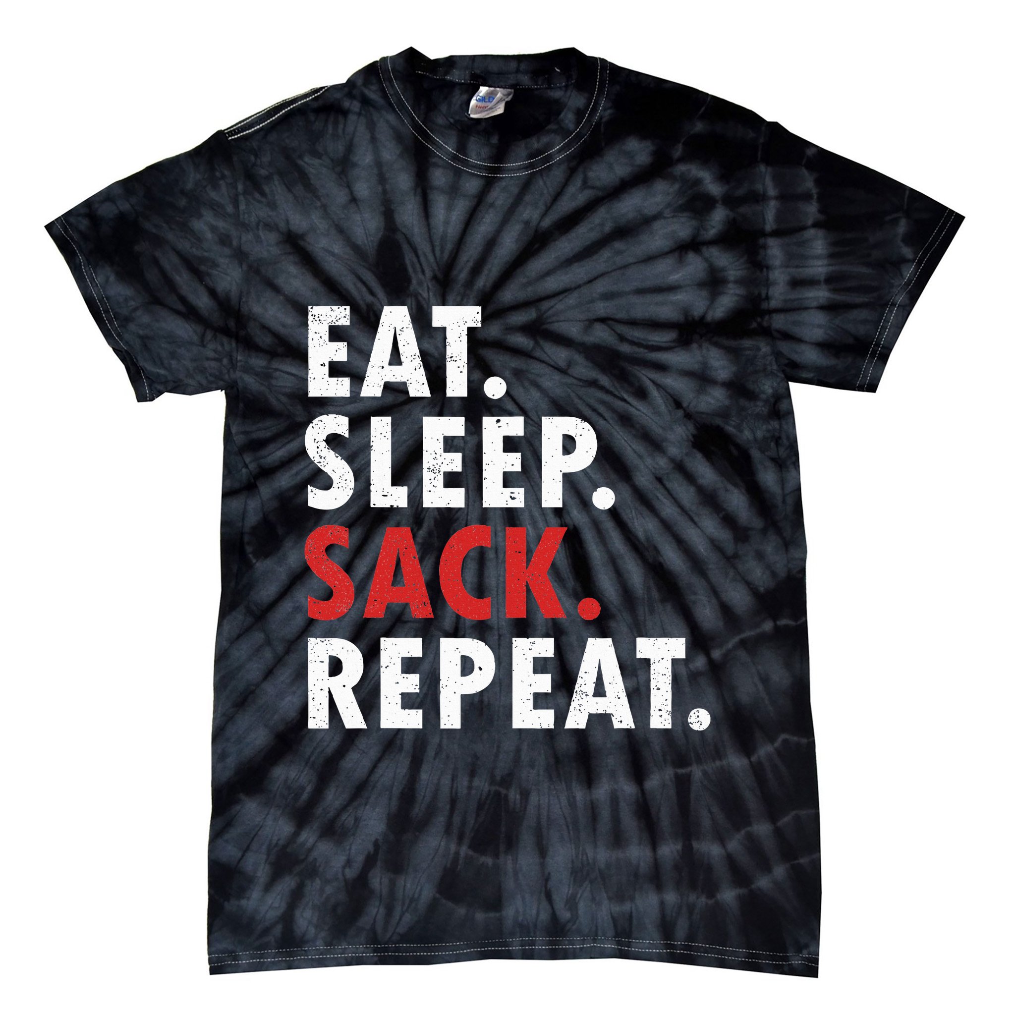 Eat Sleep Sack Repeat Football Player Defense Tie-Dye T-Shirt