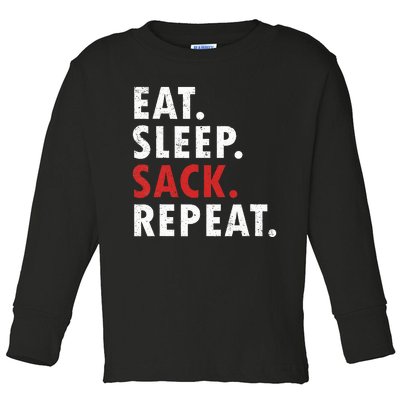 Eat Sleep Sack Repeat Football Player Defense Toddler Long Sleeve Shirt