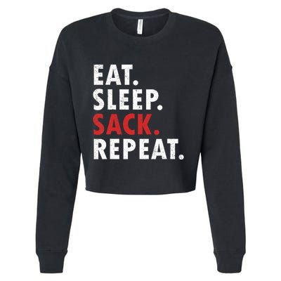 Eat Sleep Sack Repeat Football Player Defense Cropped Pullover Crew