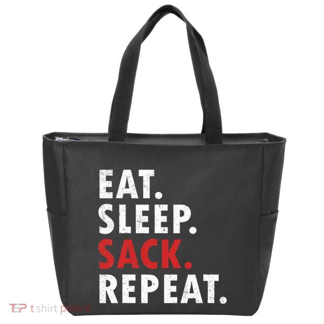Eat Sleep Sack Repeat Football Player Defense Zip Tote Bag