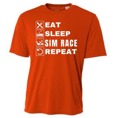 Eat Sleep Sim Race Repeat Sim Racer Car Racing Sim Racing Funny Gaming Esport Cooling Performance Crew T-Shirt