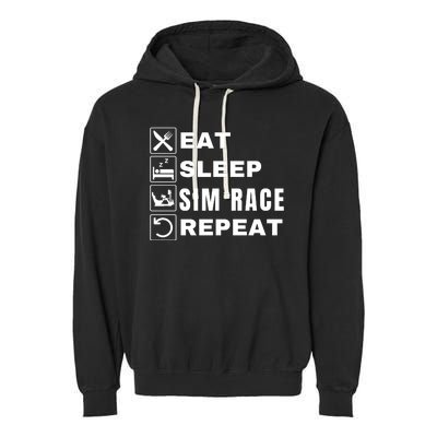 Eat Sleep Sim Race Repeat Sim Racer Car Racing Sim Racing Funny Gaming Esport Garment-Dyed Fleece Hoodie