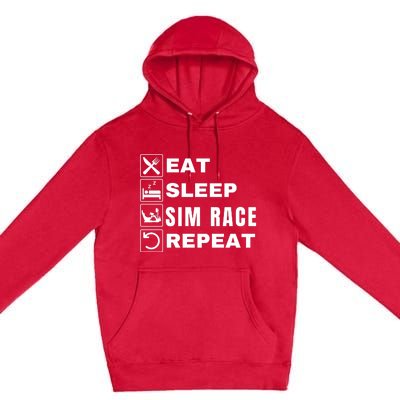 Eat Sleep Sim Race Repeat Sim Racer Car Racing Sim Racing Funny Gaming Esport Premium Pullover Hoodie