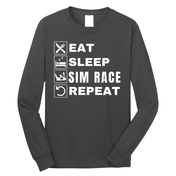 Eat Sleep Sim Race Repeat Sim Racer Car Racing Sim Racing Funny Gaming Esport Long Sleeve Shirt