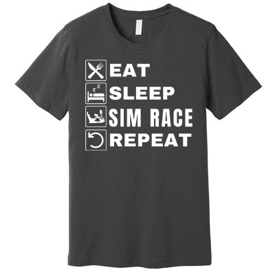 Eat Sleep Sim Race Repeat Sim Racer Car Racing Sim Racing Funny Gaming Esport Premium T-Shirt